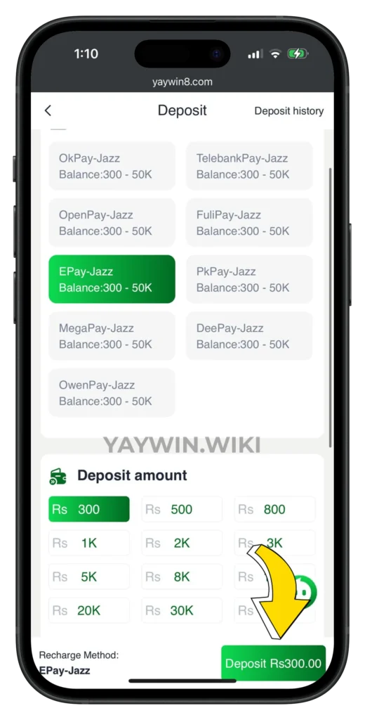 yaywin-deposit-page